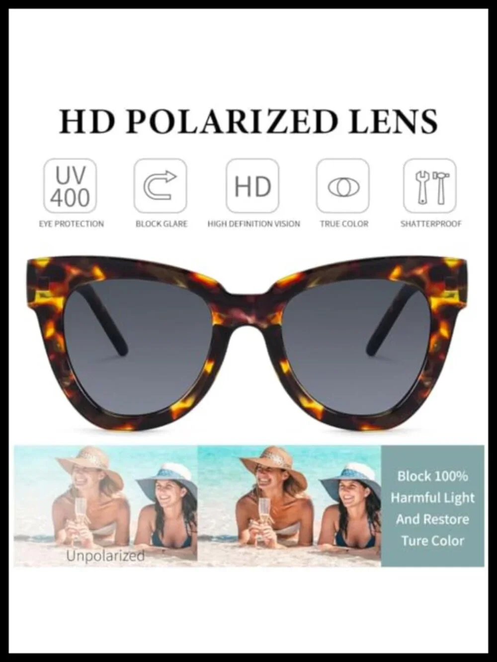 Vintage Cat Eye Sunglasses Women Men UV400 Protection Retro Square Tortoise
